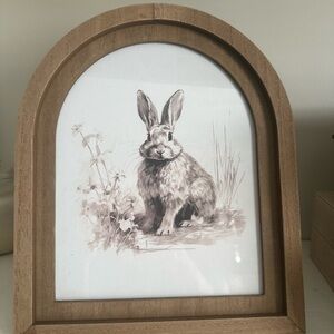 Wooden Arch Frame with Rabbit Illustration